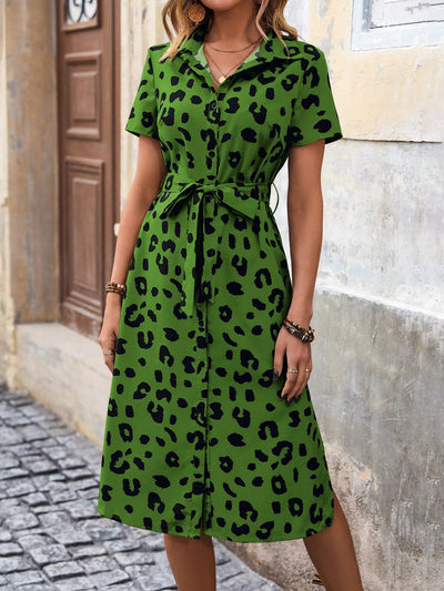 Wild Glam: Leopard Print Shirt Dress with Belt