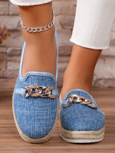 Stylish and Comfortable: Women's Rope Chain Thick-Soled Flat Shoes