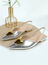 Chic Silver Closed-Toe Flat Party Shoes - Versatile Elegance for Any Occasion