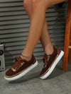 Rose Gold Mirror Leather Women's Skateboarding Shoes: Stylish Comfort for Outdoor Adventures