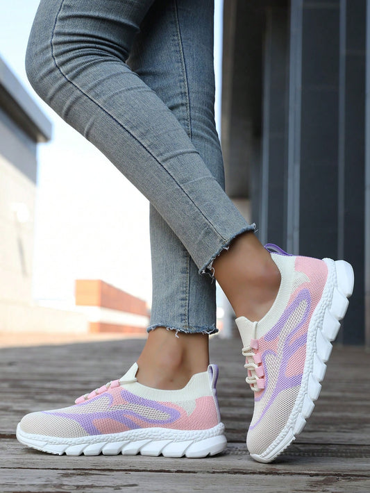 Colorblock Knitted Sneakers: Stylish and Comfortable Platform Shoes