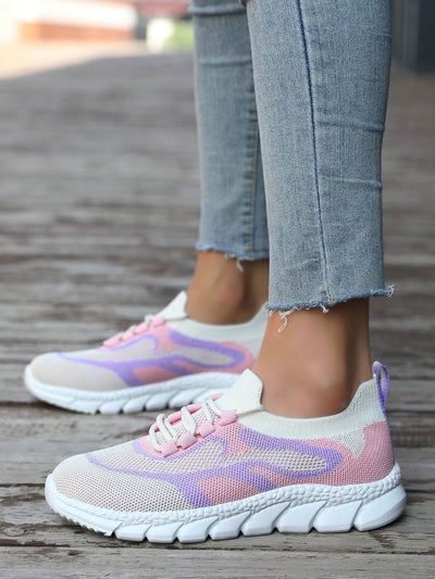 Colorblock Knitted Sneakers: Stylish and Comfortable Platform Shoes