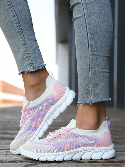 Colorblock Knitted Sneakers: Stylish and Comfortable Platform Shoes