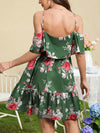 Romantic Flower Printed Off-The-Shoulder Ruffle Strap Summer Dress