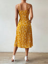 Floral Essence: Spaghetti Strap Dress with Slit Hem