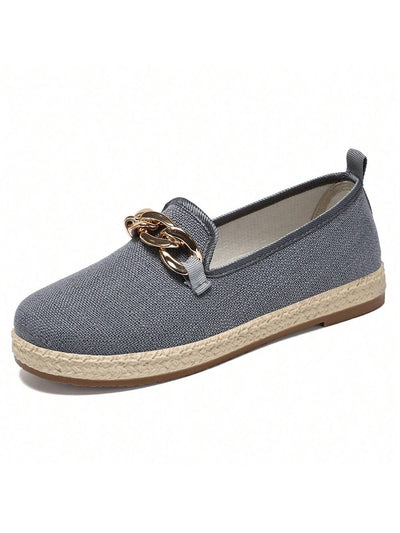 Chic Chain Accent Slip-On Canvas Shoes for Women - Elevate Your Casual Style!