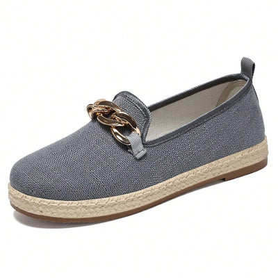 Chic Chain Accent Slip-On Canvas Shoes for Women - Elevate Your Casual Style!