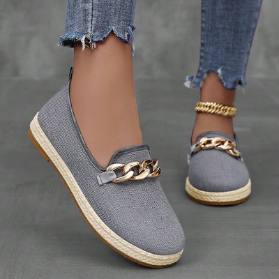 Chic Chain Accent Slip-On Canvas Shoes for Women - Elevate Your Casual Style!