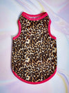 Stylish Leopard Print Pet Vest: Rose Red Color Block Design for Cats and Dogs