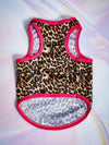 Stylish Leopard Print Pet Vest: Rose Red Color Block Design for Cats and Dogs