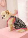 Stylish Leopard Print Pet Vest: Rose Red Color Block Design for Cats and Dogs