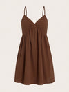 Effortlessly Chic: Brown Woven Spaghetti Strap Summer Dress