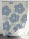 Beautiful Blue Flower Oil Painting Printed Shower Curtain: Bathroom Decor Modern Style