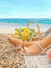 Chic and Comfy: Khaki Square Toe Straw Rope Flat Sandals for Summer Vacation Style