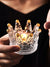 Regal Crystal Crown Candle Holder in Gold