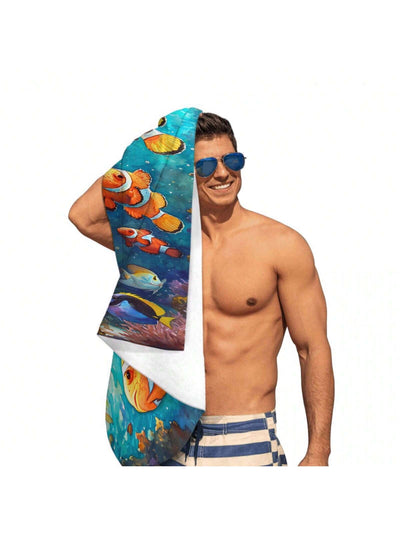 Ocean Creatures Microfiber Beach Towel: Soft, Absorbent, and Stylish Summer Accessory