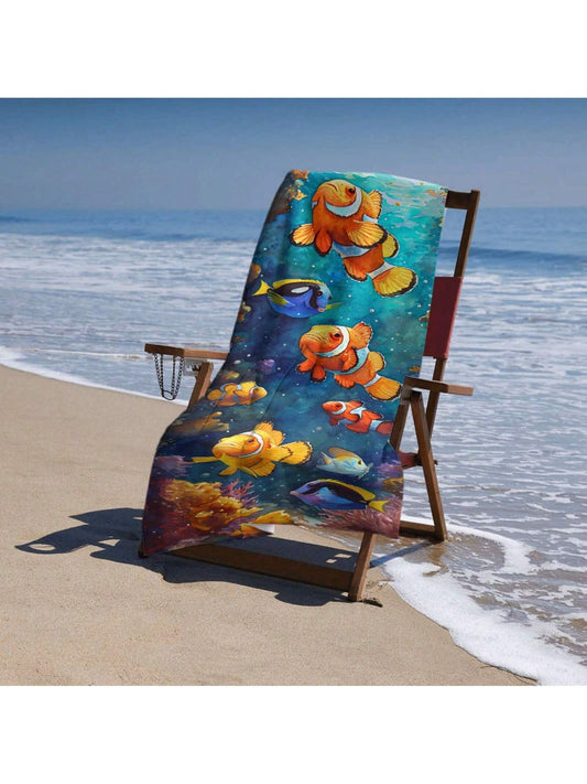 This Ocean Creatures Microfiber <a href="https://canaryhouze.com/collections/towels?sort_by=created-descending" target="_blank" rel="noopener">Beach Towel</a> is the perfect summer accessory. Its soft and absorbent material makes it ideal for the beach or pool. The stylish design features beautiful ocean creatures, adding a touch of fun to your beach days. Keep cool and dry with this must-have towel.