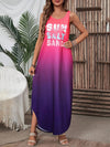 Vacation Vibes Maxi Dress: Women's Summer Gradient Letter Printed Sleeveless