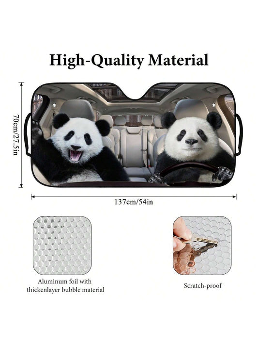 Adorable Panda Driving Printed Car Sunshade: The Perfect Father/Mother Day Holiday Gift