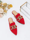 Chic Embroidered Mesh Flat Sandals with Statement Metal Buckle