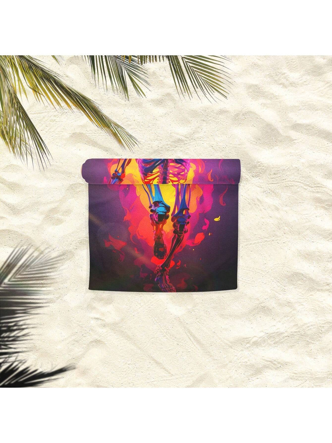 This Burning Skull Microfiber <a href="https://canaryhouze.com/collections/towels?sort_by=created-descending" target="_blank" rel="noopener">Beach Towel</a> is perfect for outdoor activities, providing 80% sun protection for both men and women. Made of microfiber material, it is quick-drying and lightweight, making it ideal for the beach or pool. Stay safe in the sun and stand out with its bold burning skull design.