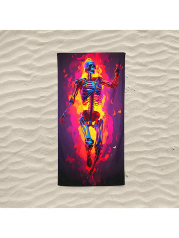 This Burning Skull Microfiber <a href="https://canaryhouze.com/collections/towels?sort_by=created-descending" target="_blank" rel="noopener">Beach Towel</a> is perfect for outdoor activities, providing 80% sun protection for both men and women. Made of microfiber material, it is quick-drying and lightweight, making it ideal for the beach or pool. Stay safe in the sun and stand out with its bold burning skull design.