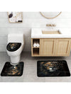 Lion Letter Pattern Bathroom Set: Shower Curtain, Rug, Mat, Lid Pad - Black Polyester Decorative Bathroom Accessories