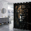 Lion Letter Pattern Bathroom Set: Shower Curtain, Rug, Mat, Lid Pad - Black Polyester Decorative Bathroom Accessories