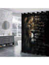 Lion Letter Pattern Bathroom Set: Shower Curtain, Rug, Mat, Lid Pad - Black Polyester Decorative Bathroom Accessories