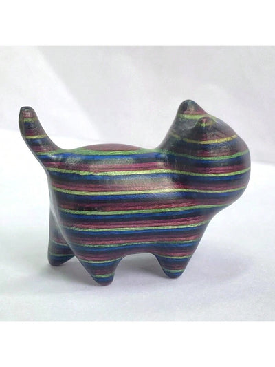 Colorful Wooden Carved Little Cat Model: Perfect Birthday Surprise Gift