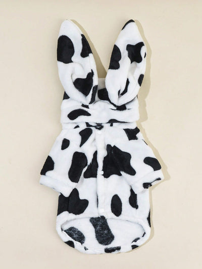 Cute and Cozy Pet Cosplay Hoodie: Fleece Cow & Rabbit Design