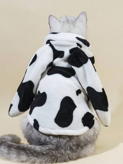 Cute and Cozy Pet Cosplay Hoodie: Fleece Cow & Rabbit Design