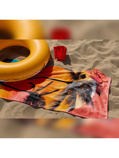 Sunset and Sea Turtle Sandproof Beach Towel - Quick Drying, Perfect for Sports, Travel, Yoga, and More