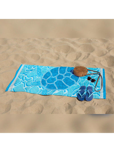 Sunset and Sea Turtle Sandproof Beach Towel - Quick Drying, Perfect for Sports, Travel, Yoga, and More