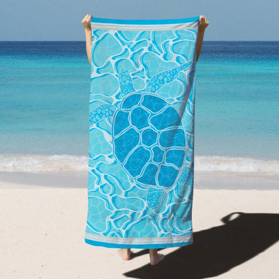 Sunset and Sea Turtle Sandproof Beach Towel - Quick Drying, Perfect for Sports, Travel, Yoga, and More