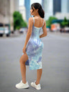 Chic Tie-Dye Spaghetti Strap Knitted Dress for Effortless Summer Style