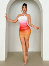 Sunset Charm: One Shoulder Gradient Bodycon Dress