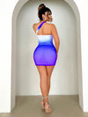 Sunset Charm: One Shoulder Gradient Bodycon Dress