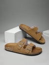 Summer Chic: Fashion Buckle Flat Cork Slippers for Unisex Beach Fun