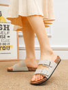 Summer Chic: Fashion Buckle Flat Cork Slippers for Unisex Beach Fun