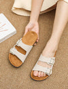 Summer Chic: Fashion Buckle Flat Cork Slippers for Unisex Beach Fun