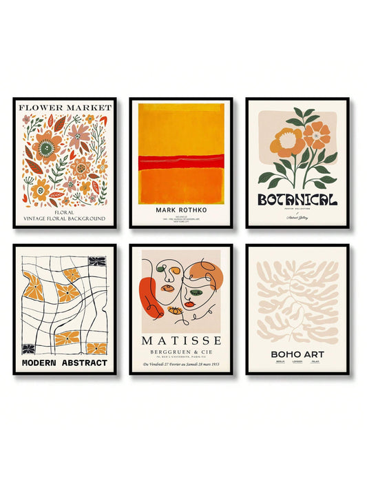 Enhance your home decor with our Vintage Positive Posters. This set includes 6 retro prints that feature beautiful floral designs, adding a touch of aesthetic charm to any space. Perfect for flower market lovers, our wall art prints are sure to bring positivity and style to your walls.