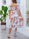 Summertime Chic: Floral A-line Dress with Flounce Sleeves