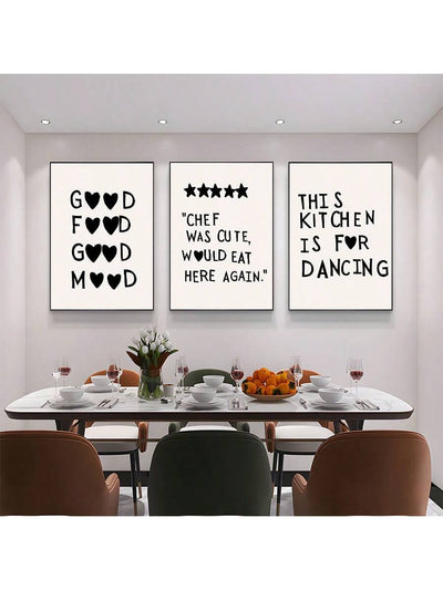 3-Piece Minimalist Cooking Art Canvas Prints for Modern Kitchen Decor