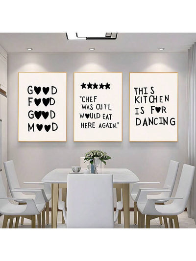 3-Piece Minimalist Cooking Art Canvas Prints for Modern Kitchen Decor