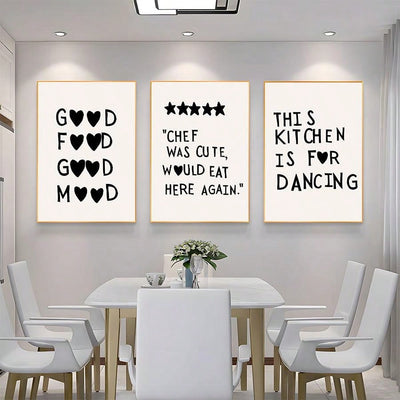 3-Piece Minimalist Cooking Art Canvas Prints for Modern Kitchen Decor