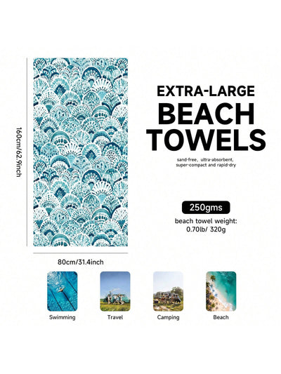 Sunset Palm Tree Sandproof Beach Towel: Quick-Drying, Underwater World Sea Turtle Design for Sports, Travel, Yoga, and More