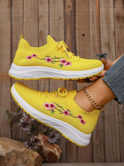 Discover the perfect blend of style and functionality with our Embroidered Mesh Yellow Sports Anti-Slip Hiking <a href="https://canaryhouze.com/collections/women-canvas-shoes?sort_by=created-descending" target="_blank" rel="noopener">Shoes</a> for Women. Featuring a trendy embroidered mesh design, these shoes offer superior grip and traction while hiking, making them a must-have for any outdoor adventure. Stay comfortable and stylish with these versatile shoes.