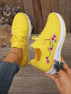 Embroidered Mesh Yellow Sports Anti-Slip Hiking Shoes for Women