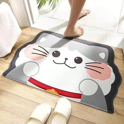 Adorable Cat-Shaped Absorbent Bathroom Mat: Cartoon Slip-Resistant Toilet Rug